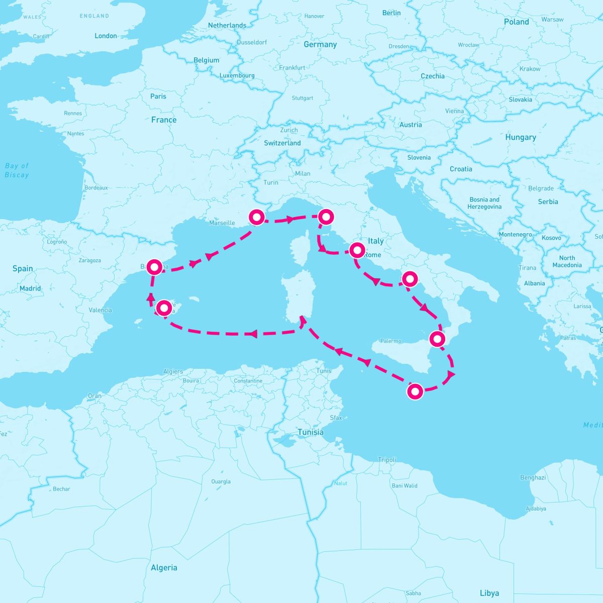 10 Night Mediterranean: Italy France & Spain (Barcelona Roundtrip)