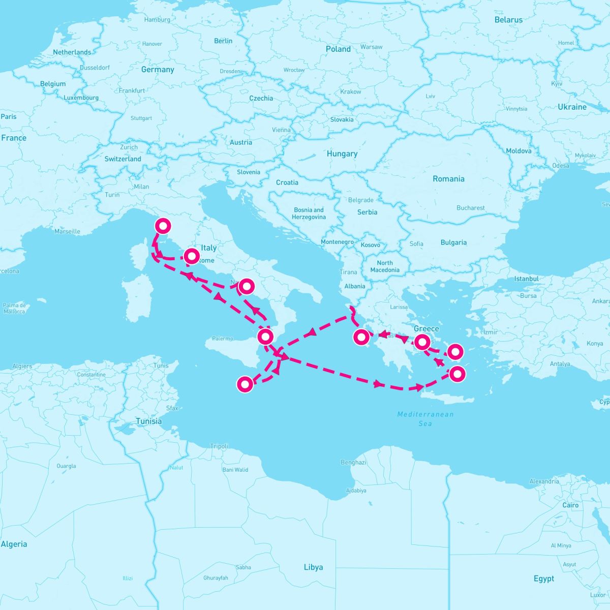 10 Night Greek Isles: Santorini Athens & Florence (Rome Roundtrip)
