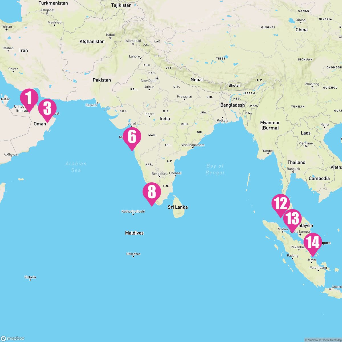 14 Night Spice Route (Dubai To Singapore)