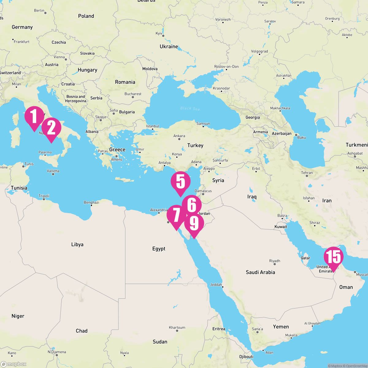 15 Night Suez Canal (Rome To Dubai)