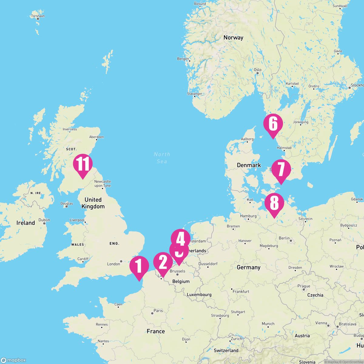 12 Night Western Europe (Dover Roundtrip)