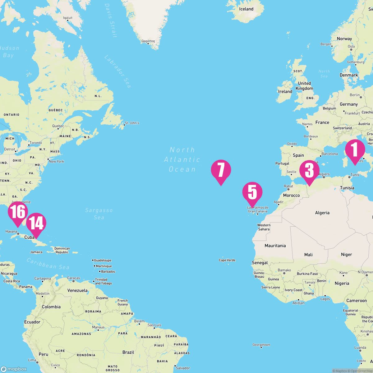 15 Night Transatlantic Carnival Journeys (Rome To Tampa)