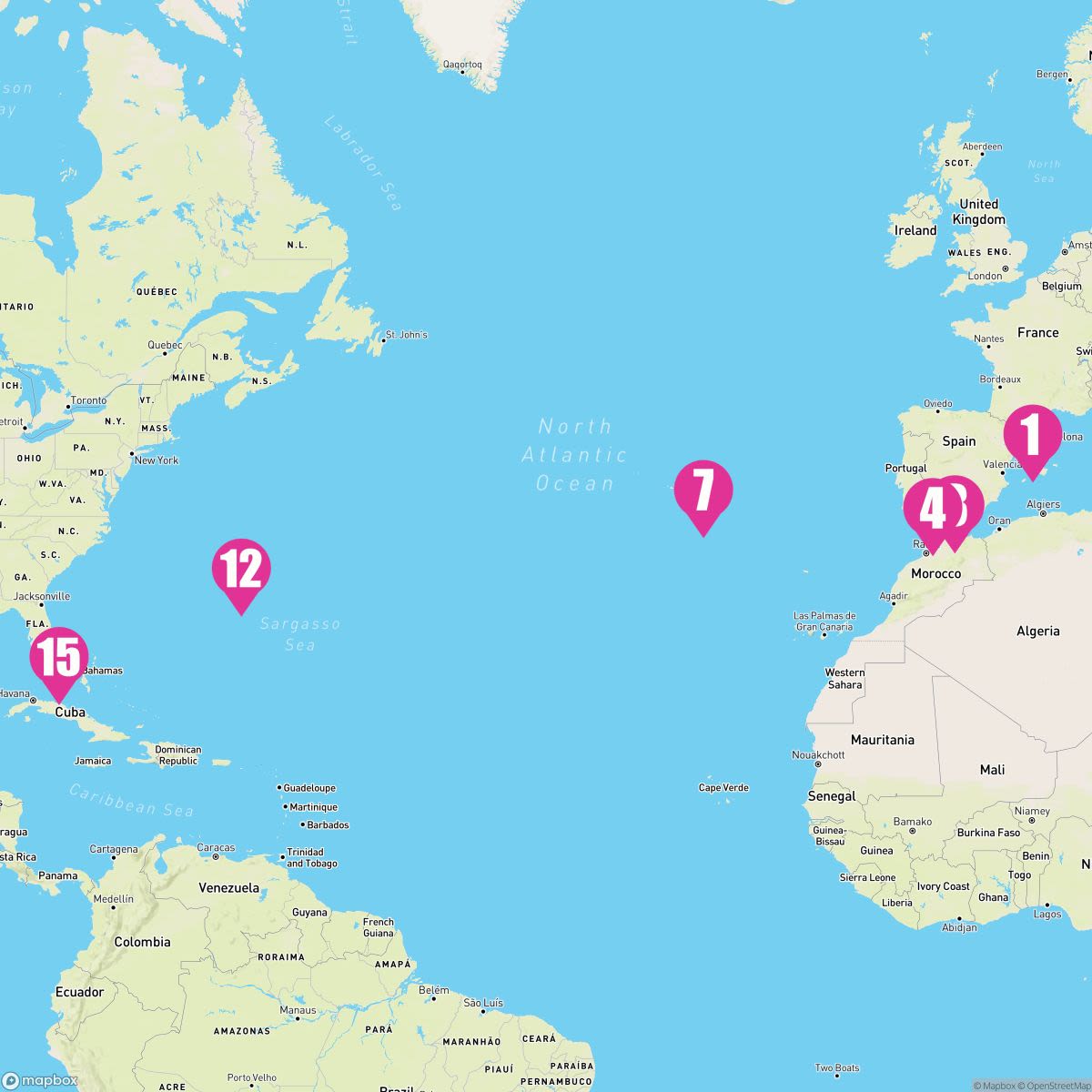 14 Night Carnival Journeys: Transatlantic Westbound (Barcelona To Miami)