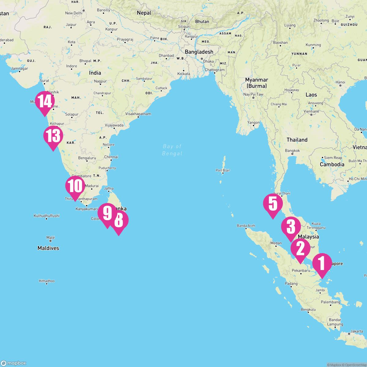 14 Night India Sri Lanka & Thailand (Singapore To Mumbai)