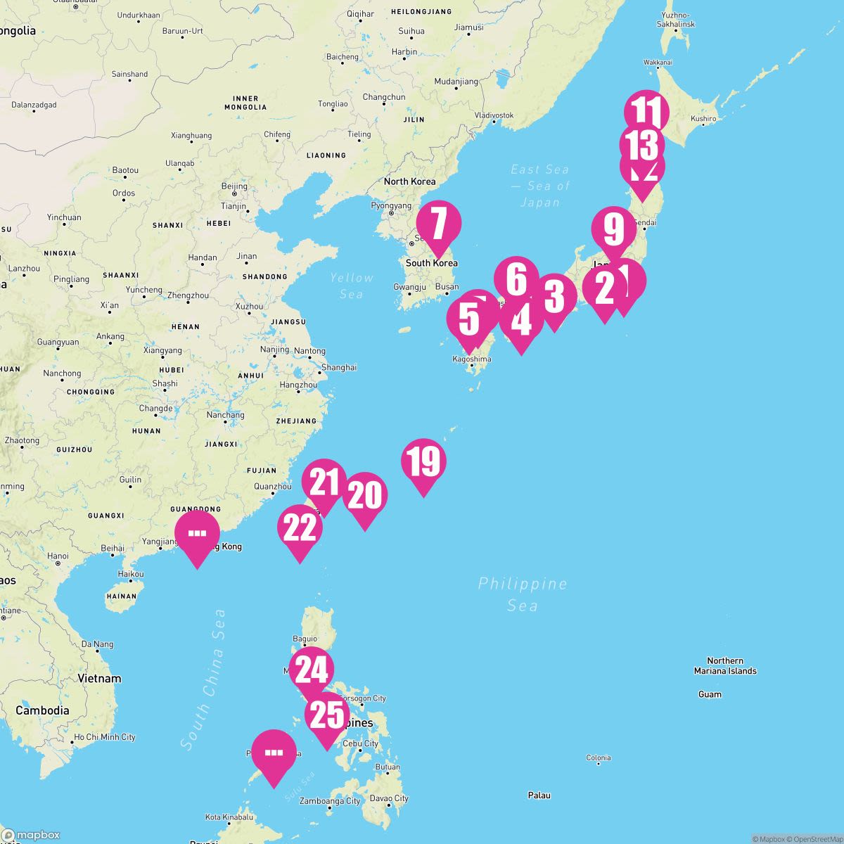 28 Night Circle Japan Taiwan & The Philippines Collector (Yokohama To Hong Kong)