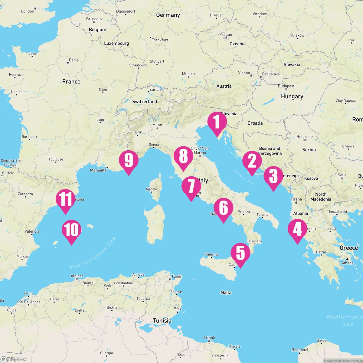 10 Night Mediterranean: Italy France & Greece (Trieste To Barcelona)