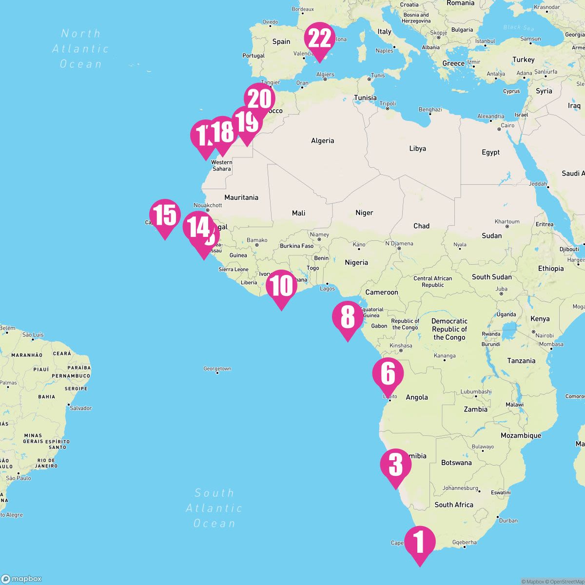 21 Night Africa: Namibia Cape Verde Angola & Ivory Coast (Cape Town To Barcelona)