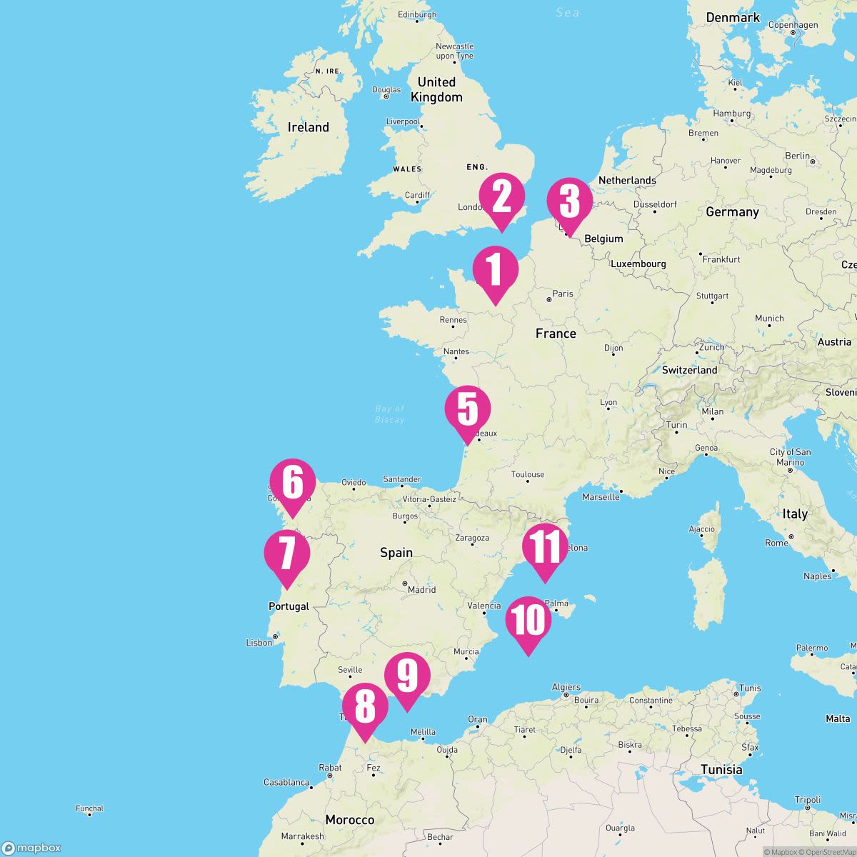 10 Night Europe: France Spain & England (Le Havre To Barcelona)