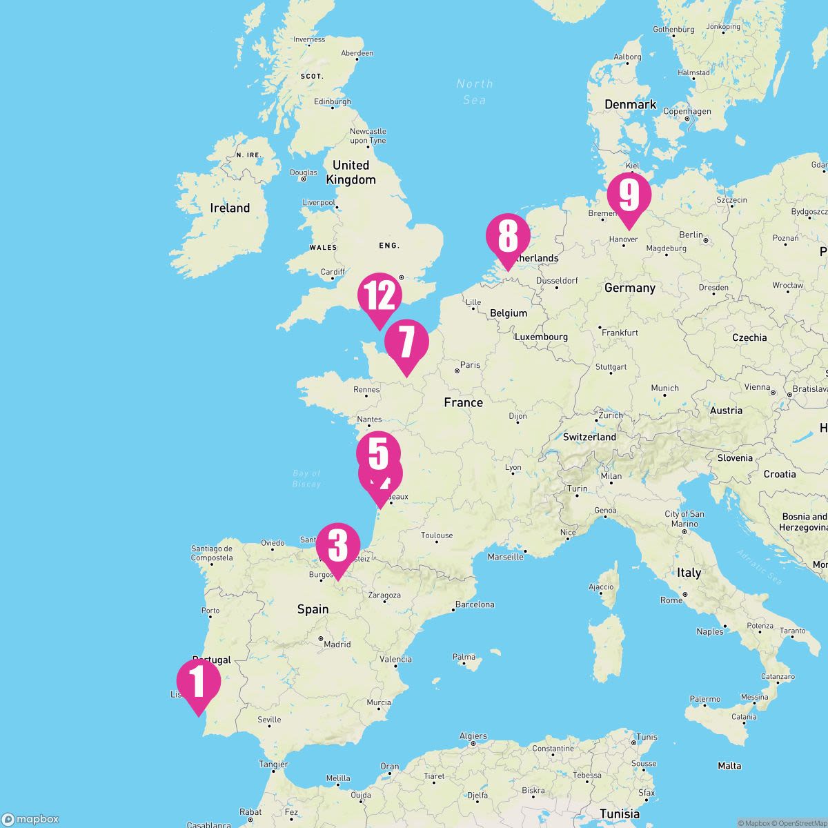 11 Night Europe: France Spain & Germany (Lisbon To Portsmouth)