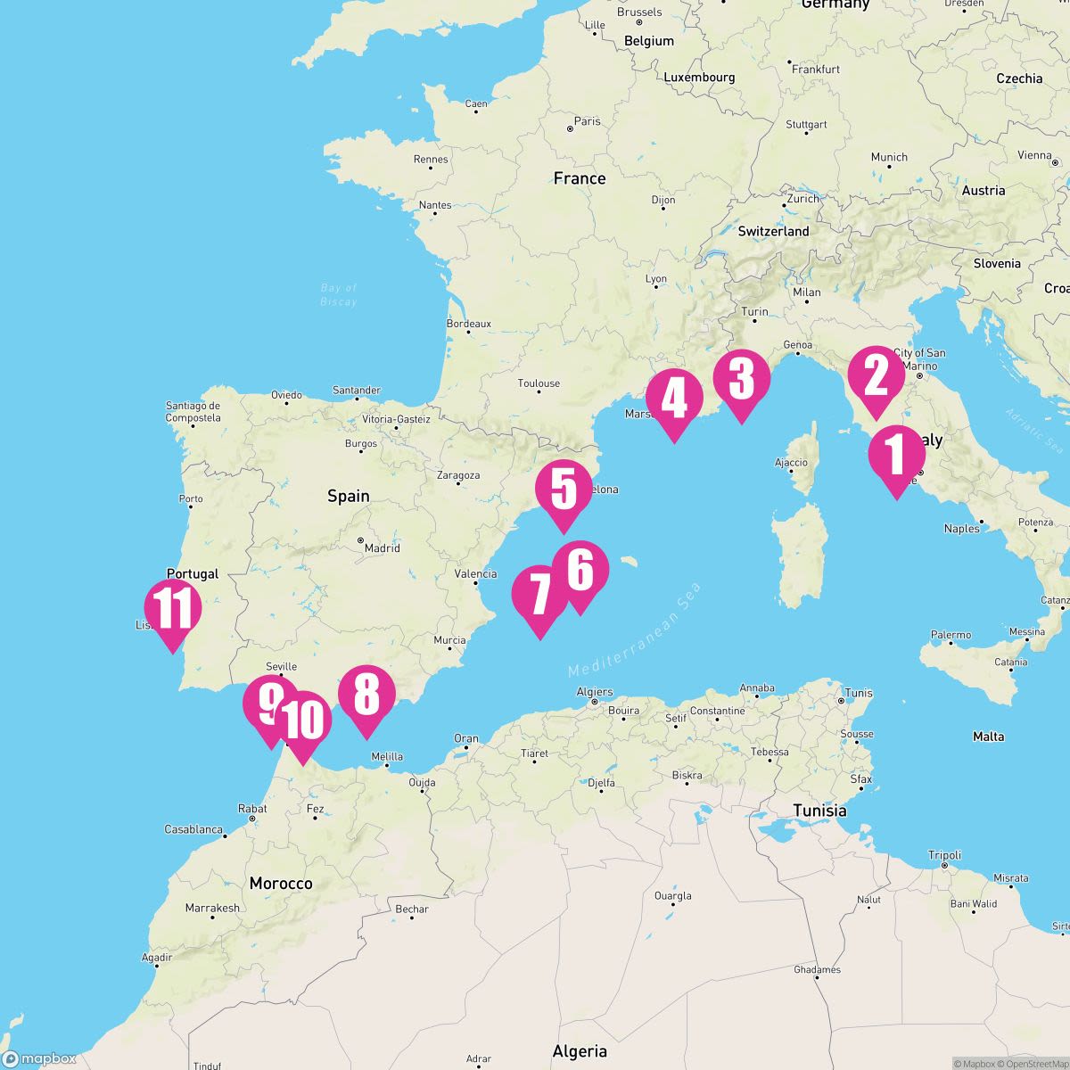 10 Night Western Mediterranean (Rome To Lisbon)
