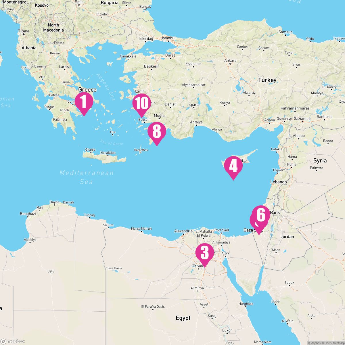 11 Night Egypt & The Holy Land: Rhodes Overnight (Athens Roundtrip)