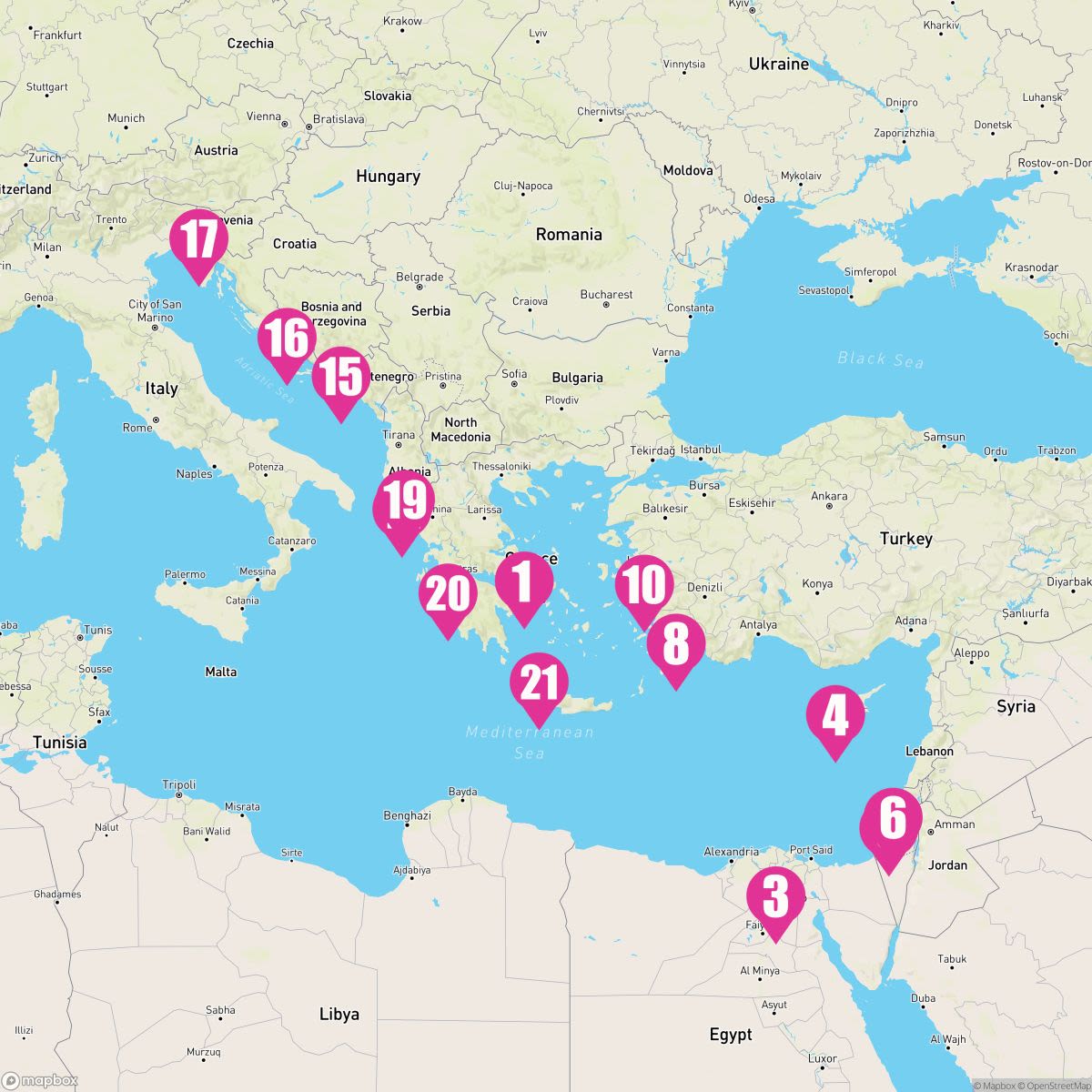 21 Night Egypt & Adriatic: Rhodes Overnight Olympia & Crete (Athens Roundtrip)