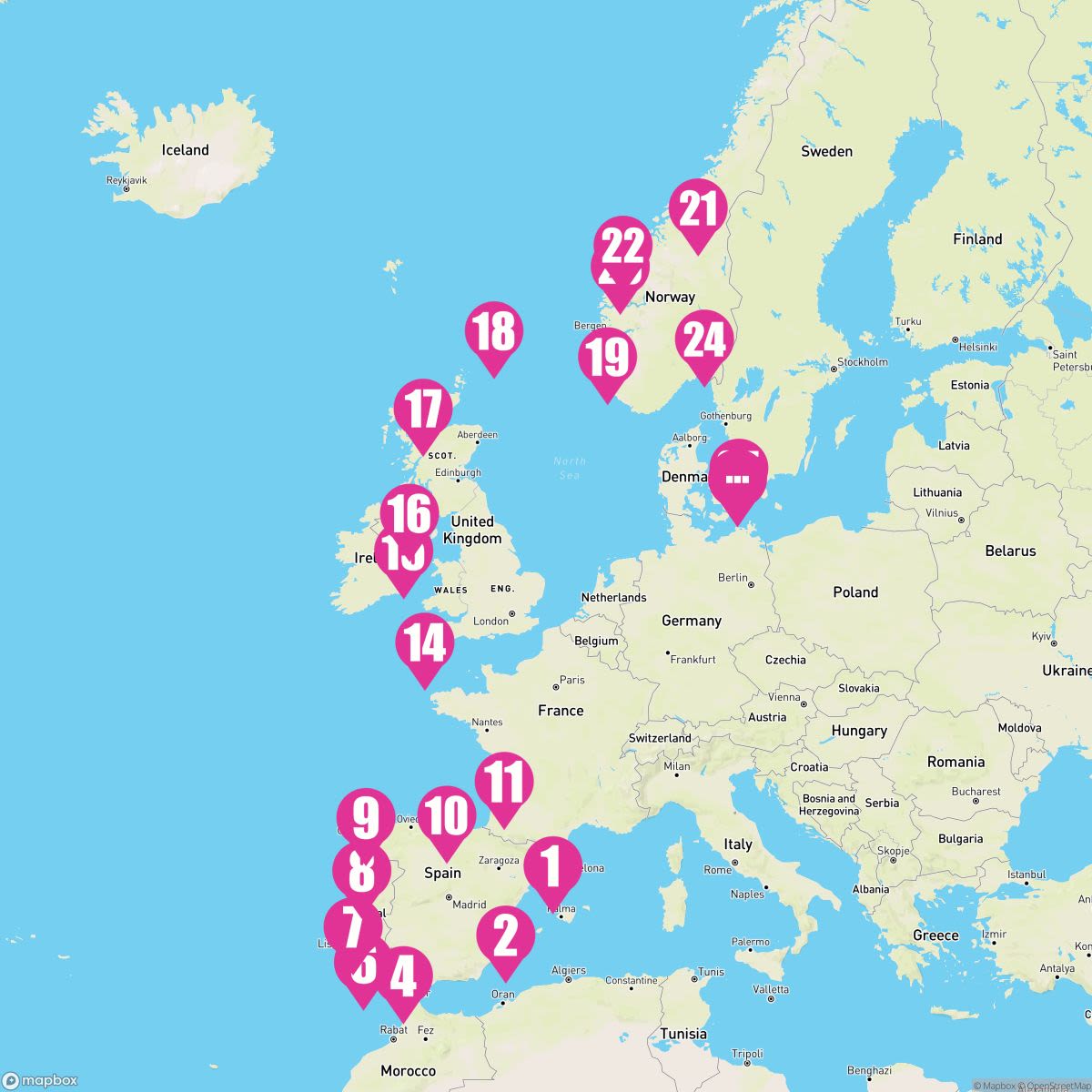 25 Night Iberians To Norsemen (Barcelona To Copenhagen)