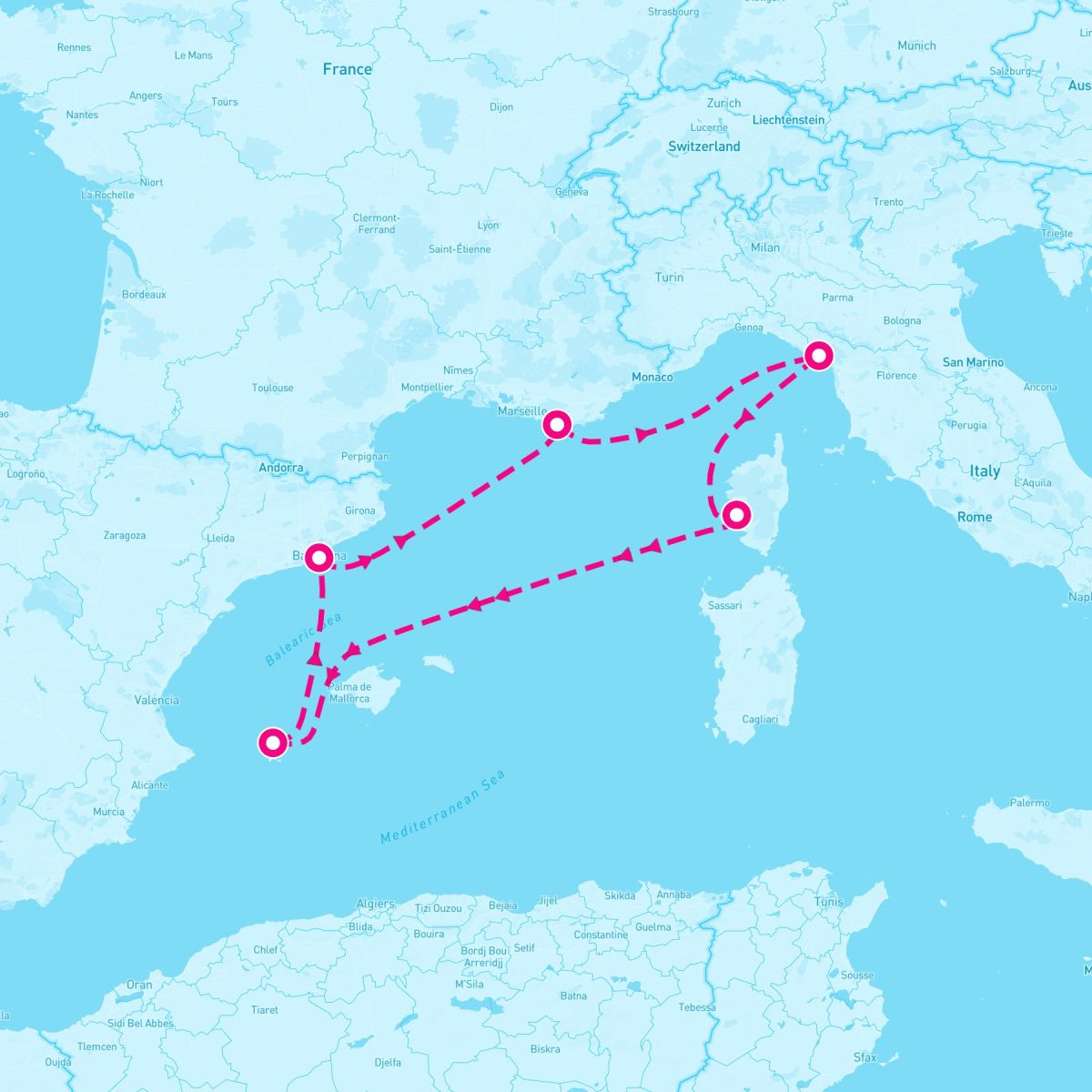 7 Night Coastal Gems: Italy France & Spain (Barcelona Roundtrip)
