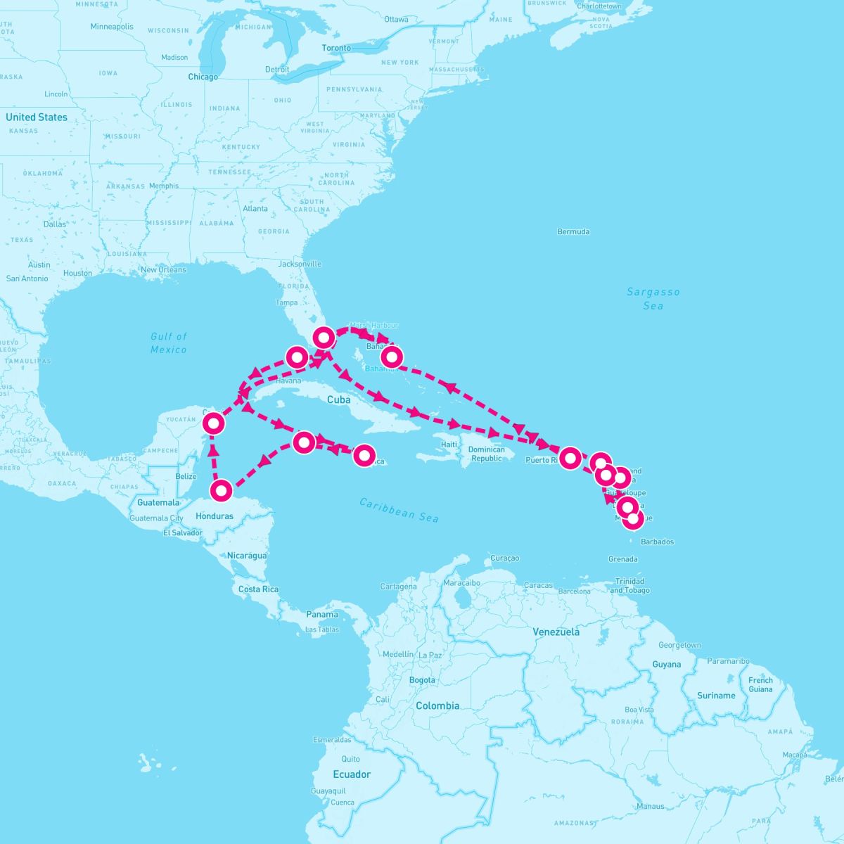 21 Night Eastern And Western Caribbean: Leeward Islands & Mexico (Miami Roundtrip)