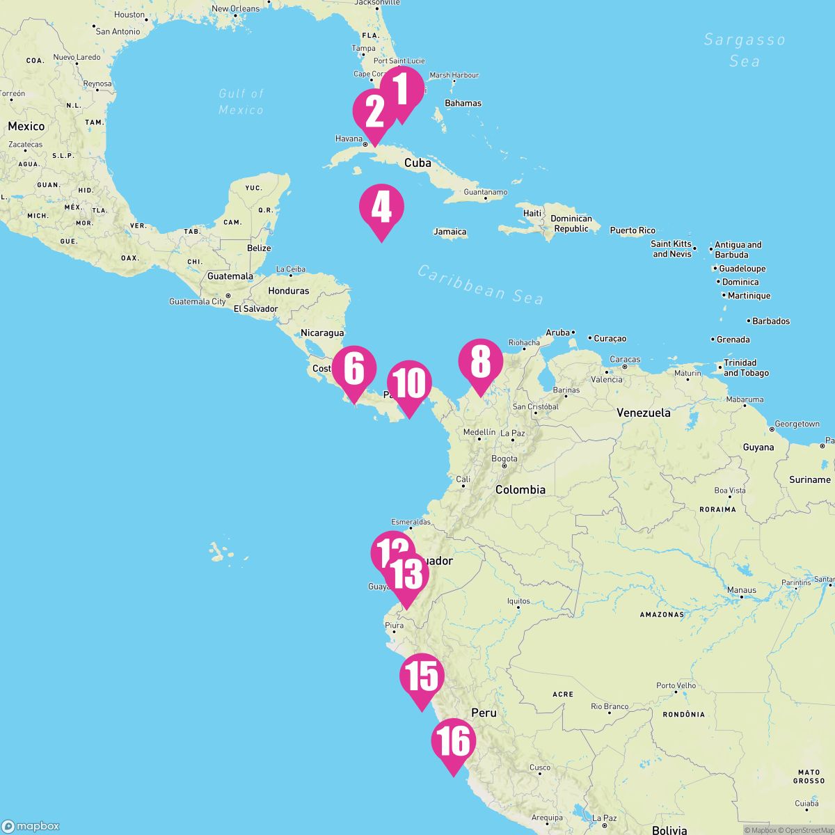 16 Night Colombia Ecuador & Peru Voyage (Miami To Lima)