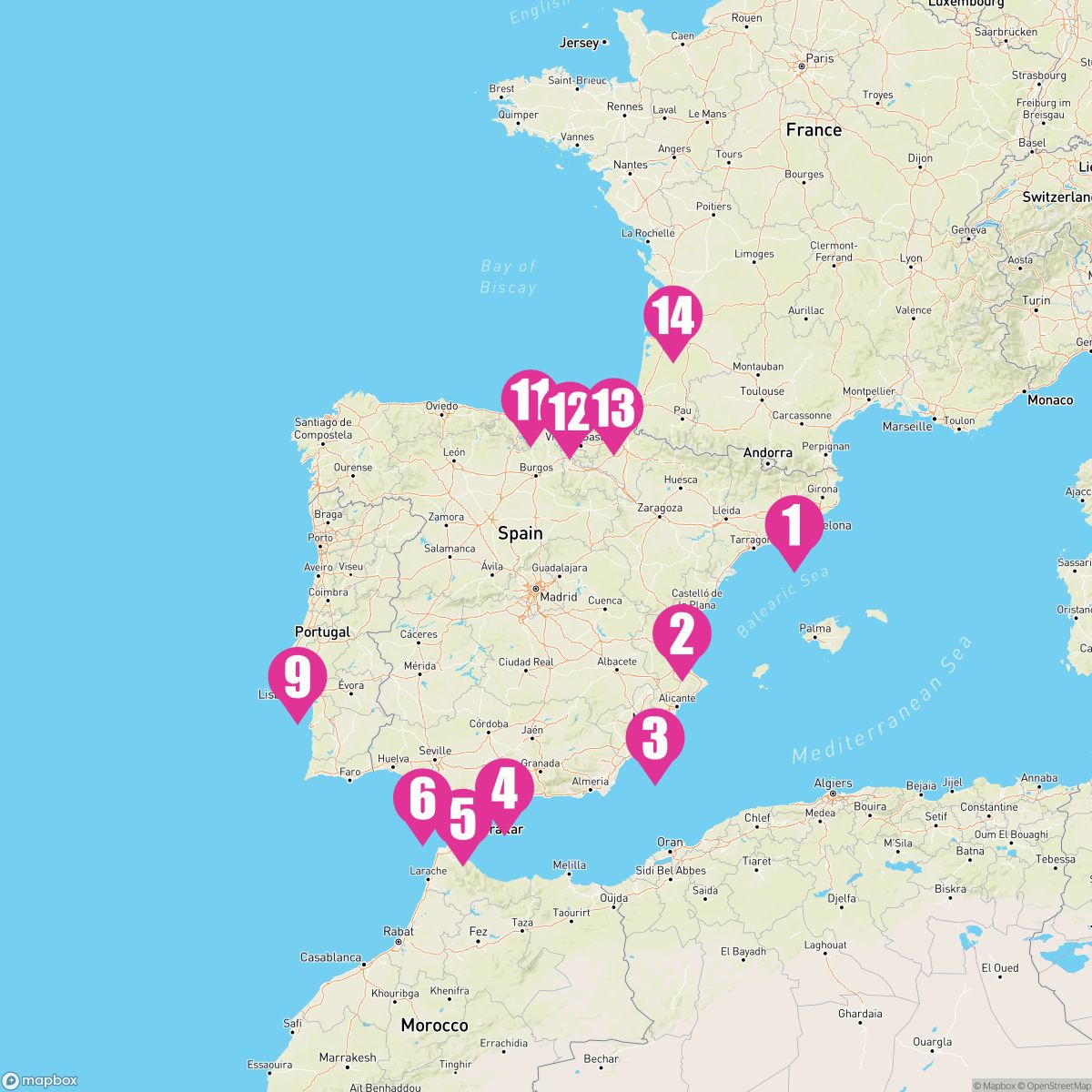 14 Night Spain Intensive (Barcelona To Bordeaux)