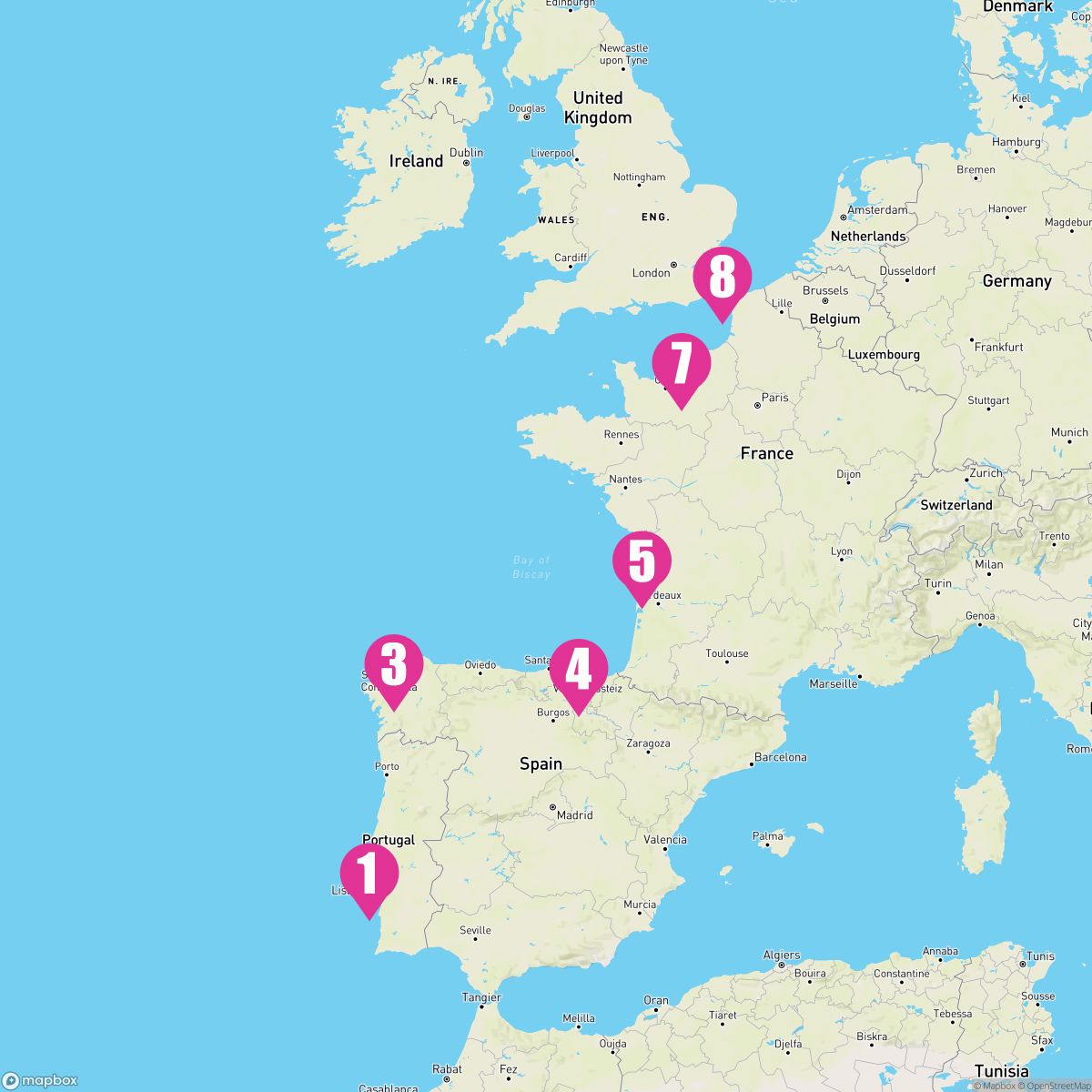 7 Night Western Europe (Lisbon To Dover)