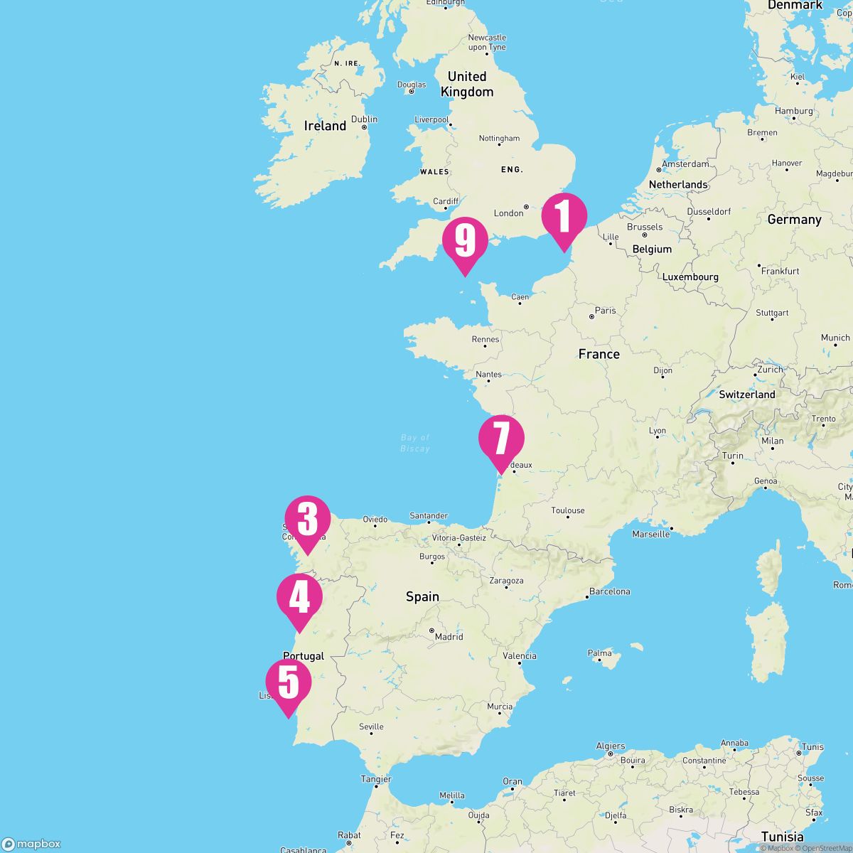 9 Night Western Europe (Dover Roundtrip)