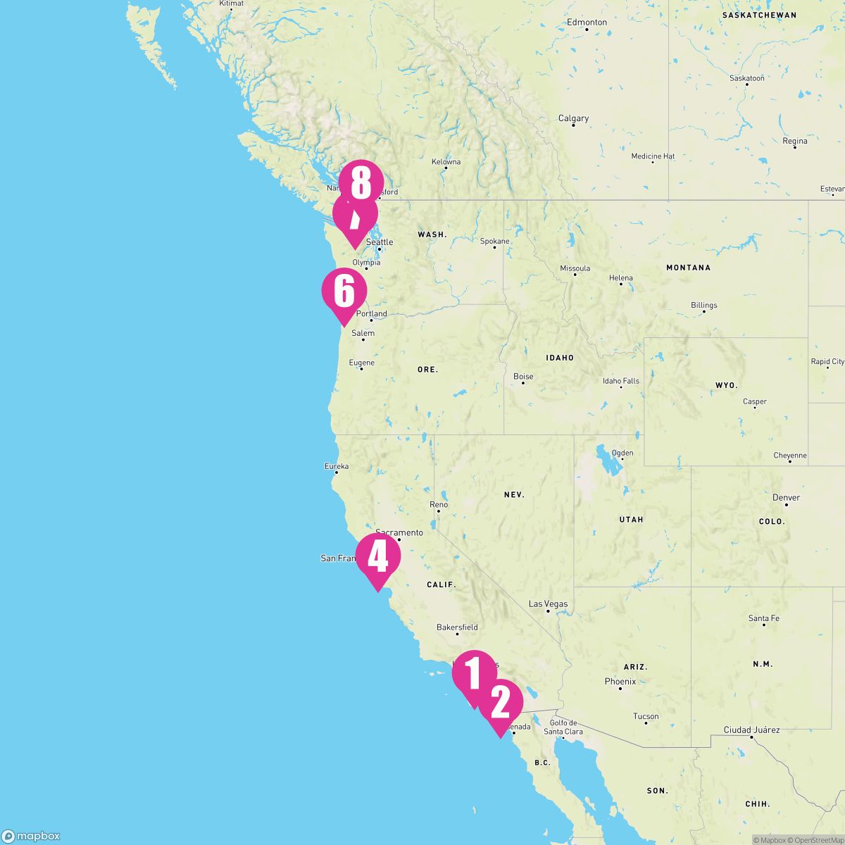 7 Night Pacific Wine Country (Los Angeles To Vancouver)