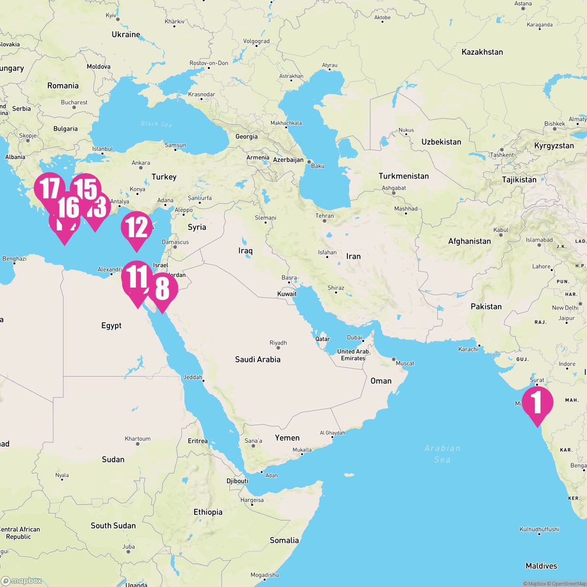 17 Night Arabian Peninsula & Holy Land Mumbai To Athens)