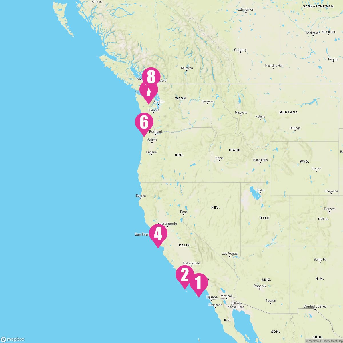 7 Night Pacific Wine Country (Los Angeles To Vancouver)