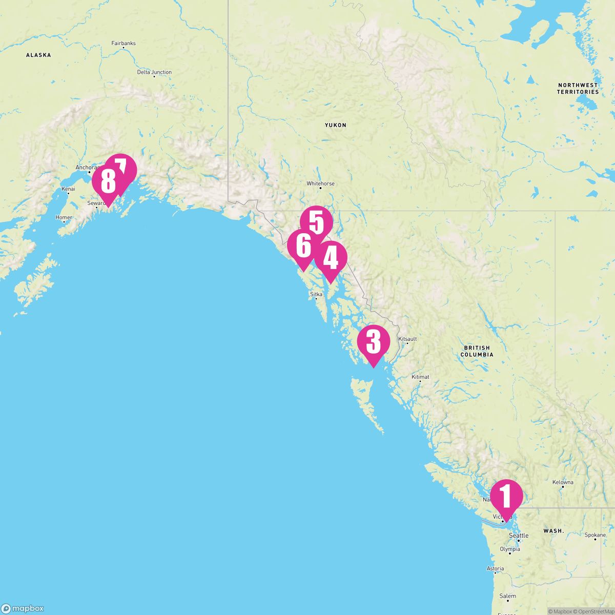 7 Night Voyage Of The Glaciers Northbound (Vancouver To Anchorage)