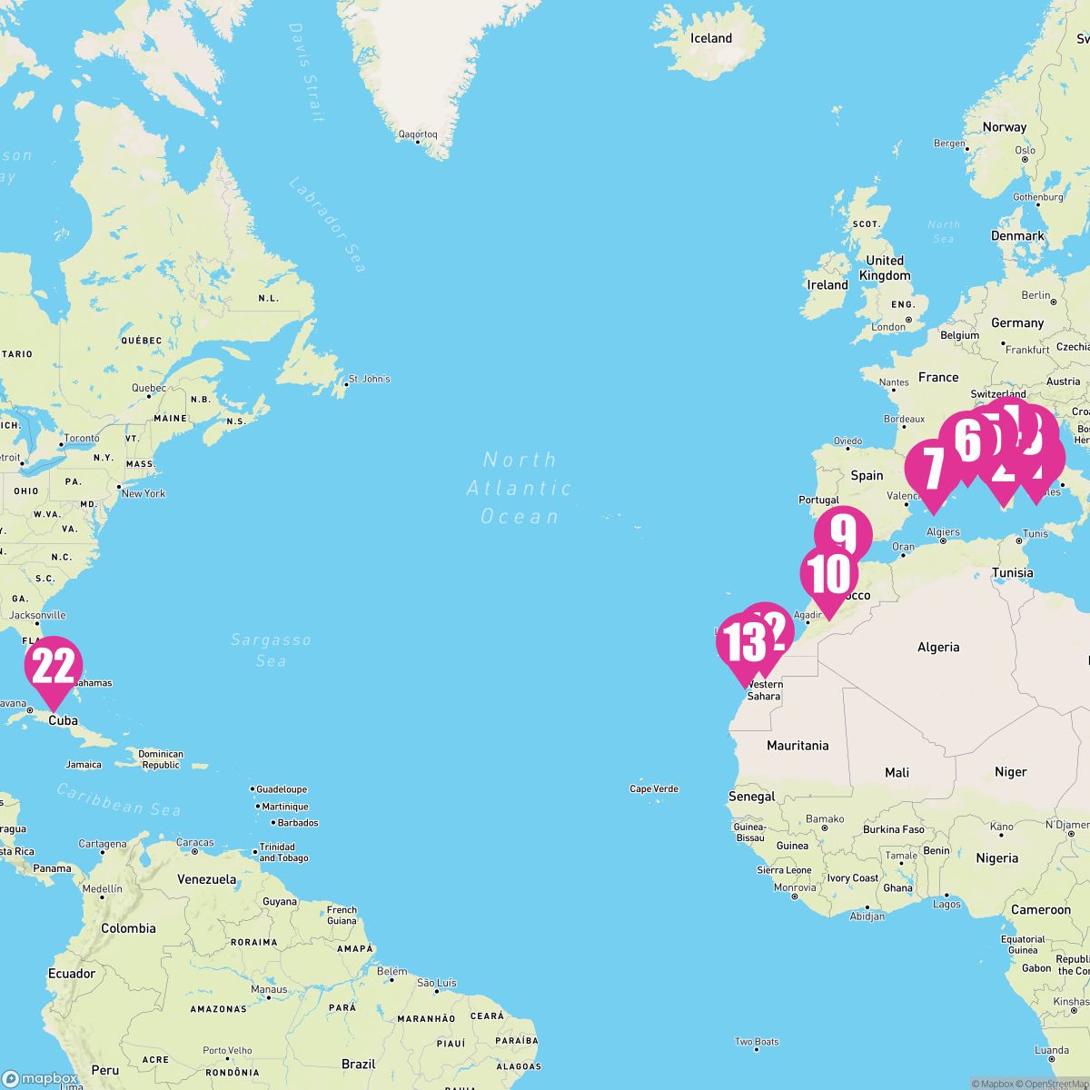 21 Night World Voyage Liner - Transatlantic Westbound (Rome To Ft. Lauderdale)