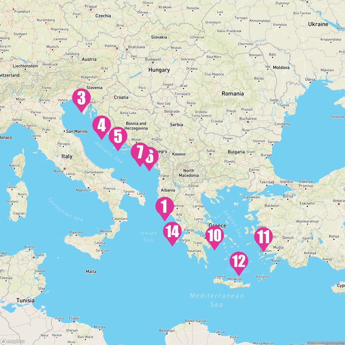 Adriatic Explorer followed by Aegean Shores