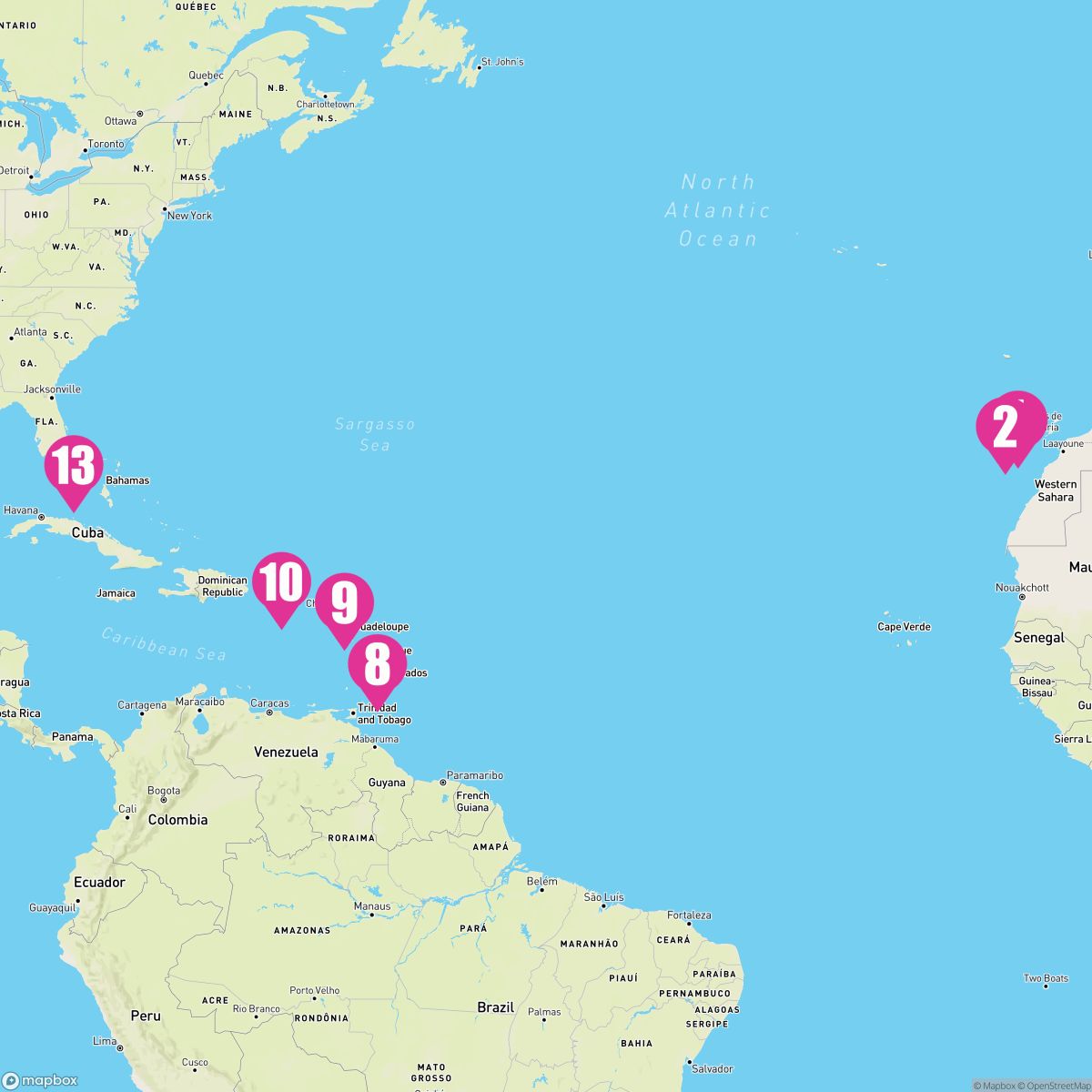 12 Night Atlantic Sunsets (Santa Cruz De Tenerife To Miami)