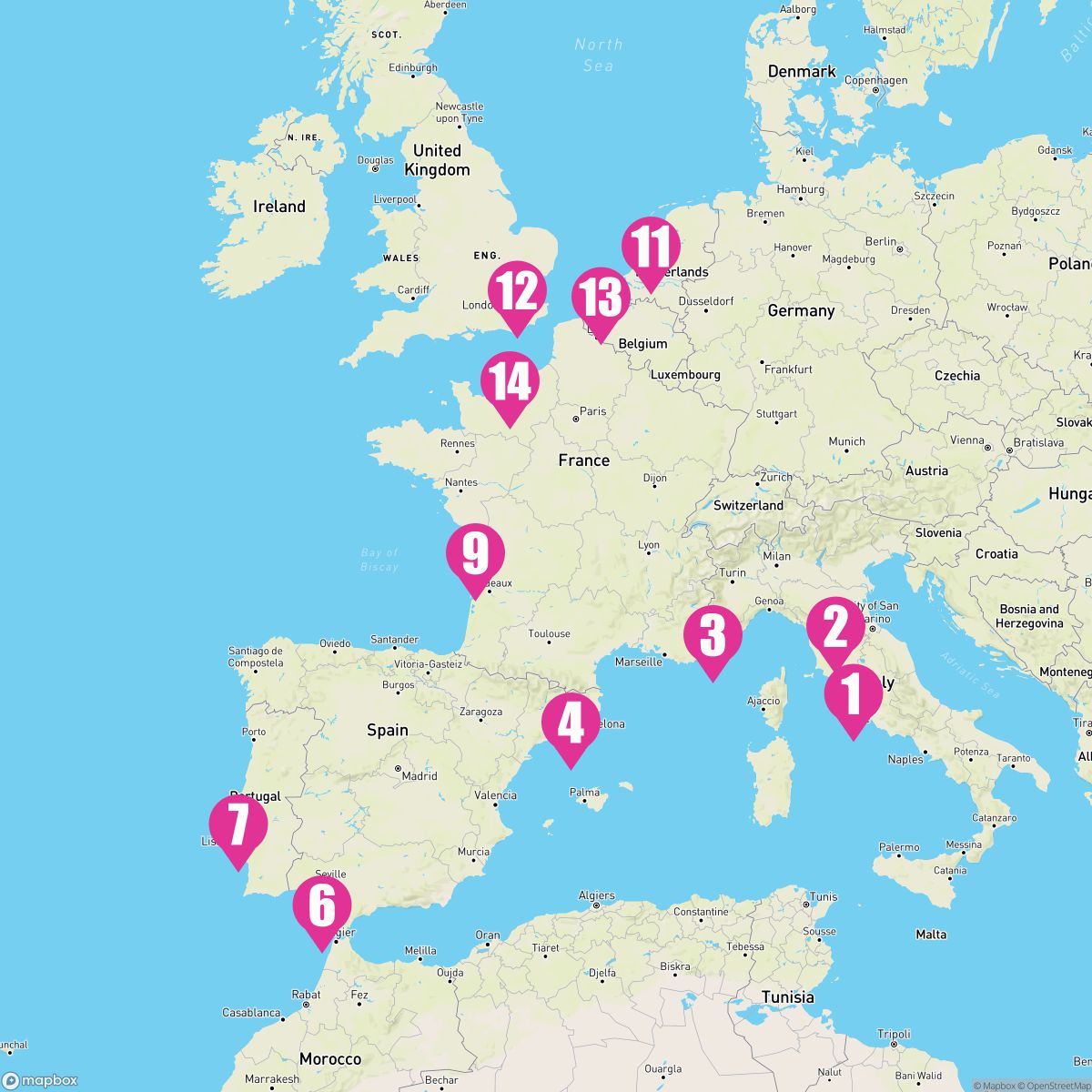 13 Night Europe: Italy France Spain & England (Rome To Le Havre)