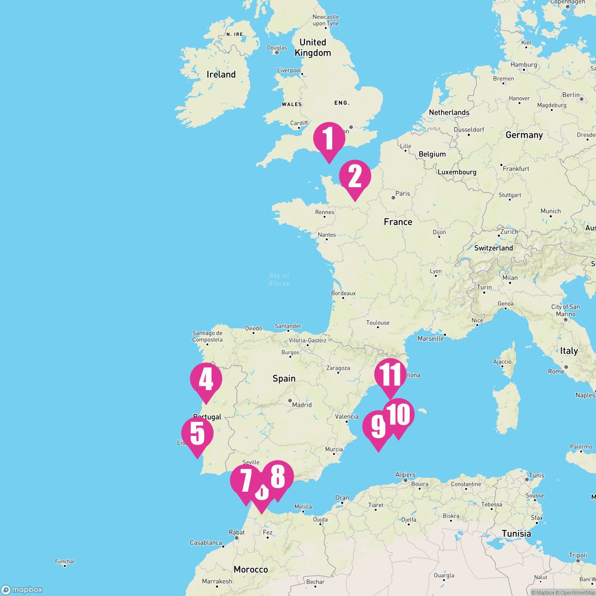 10 Night Europe: France Spain & Portugal (Southampton To Barcelona)