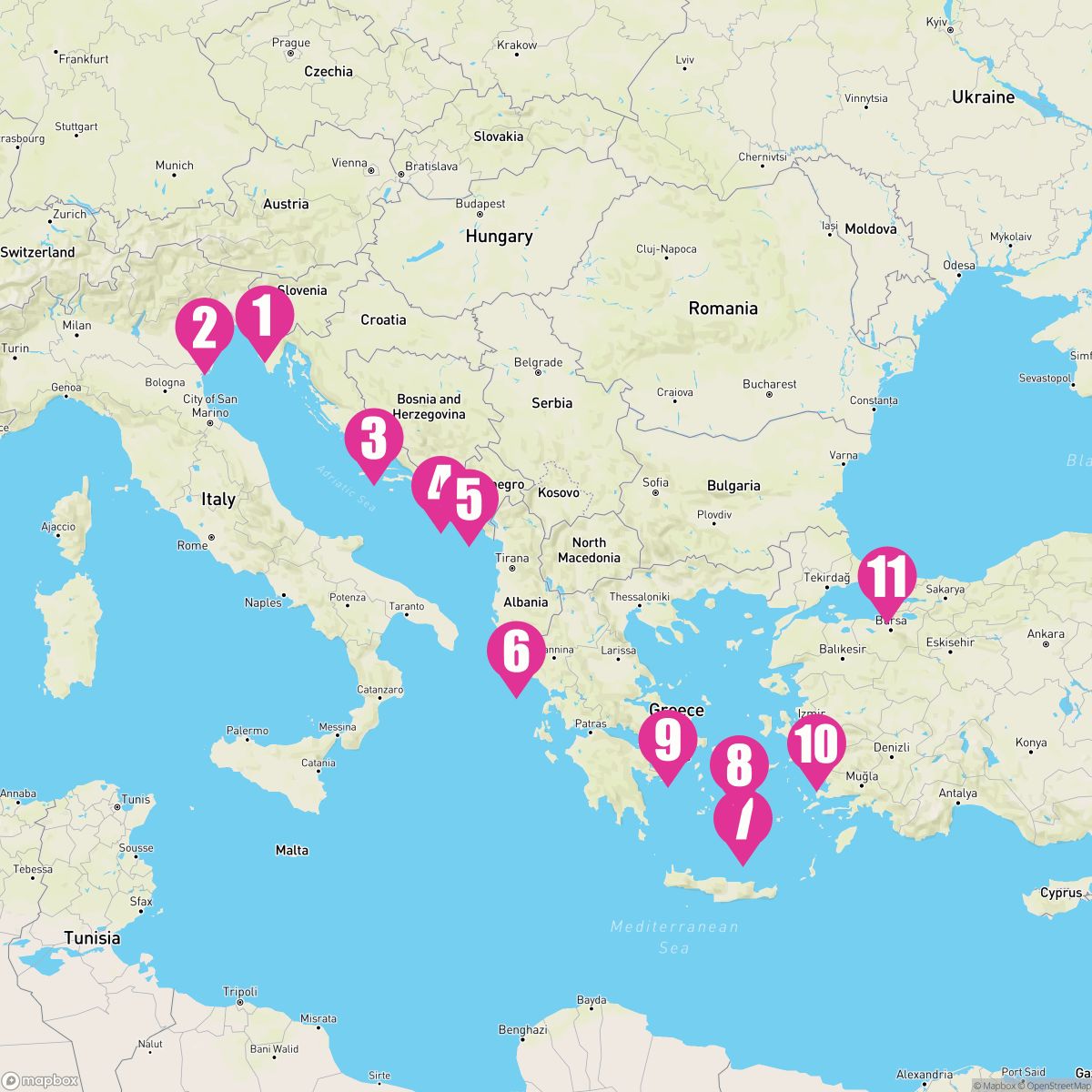 10 Night Greek Isles: Santorini Athens & Croatia (Trieste To Istanbul)