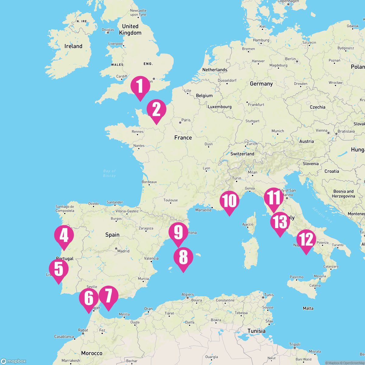 12 Night Europe: Italy France Spain & Portugal (Southampton To Rome)