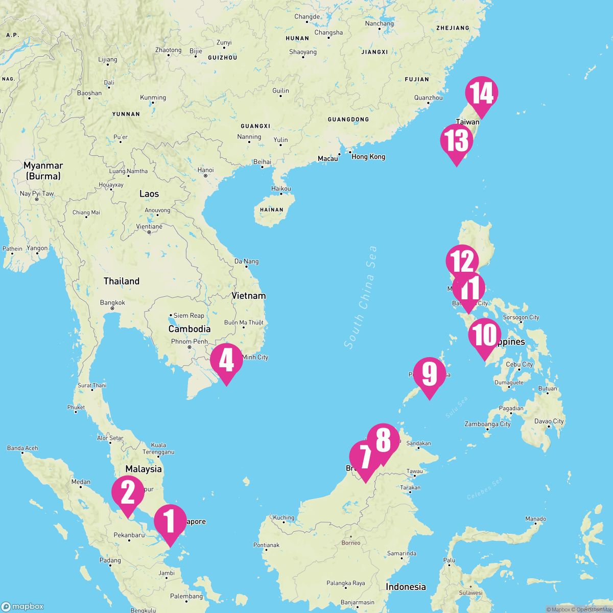 13 Night Southeast Asia: Philippines Vietnam & Malaysia (Singapore To Taipei)