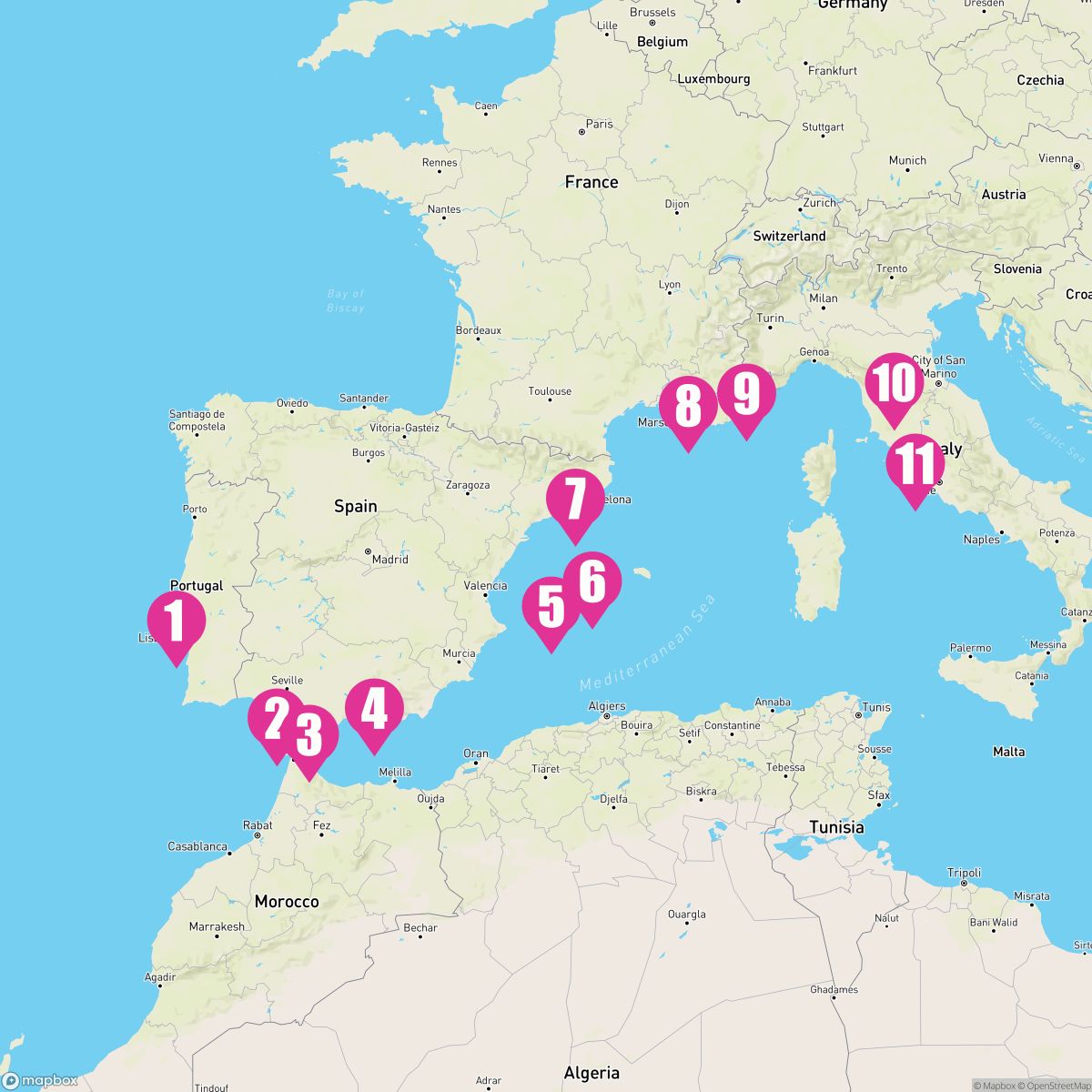 10 Night Mediterranean: Italy France & Spain (Lisbon To Rome)