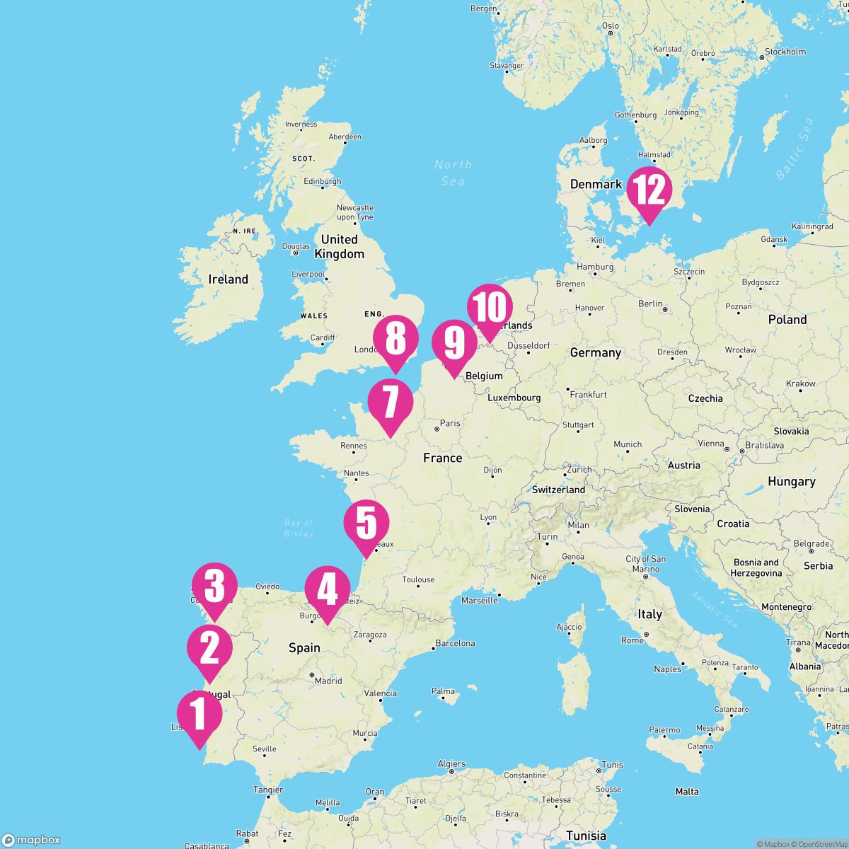 11 Night Europe: France Spain & England (Lisbon To Copenhagen)
