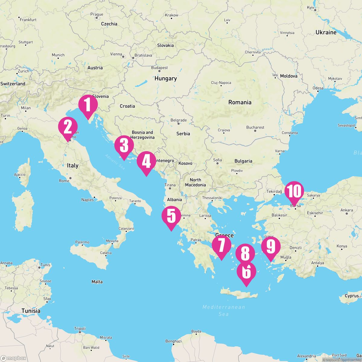 9 Night Greek Isles: Santorini Athens & Croatia (Trieste To Istanbul)