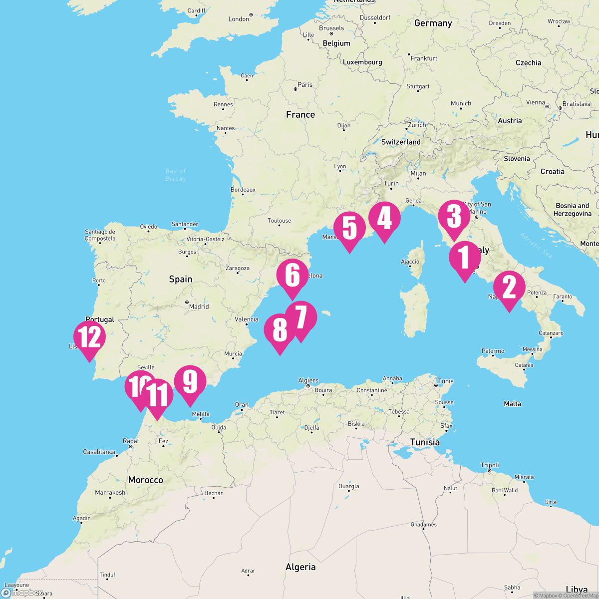 11 Night Mediterranean: Italy France & Spain (Rome To Lisbon)