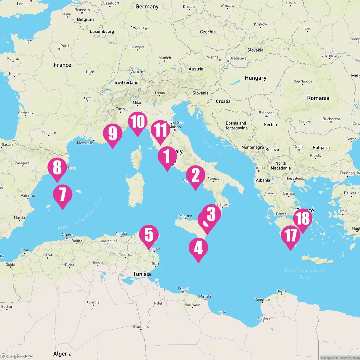 17 Night Western Mediterranean Traversing: Mallorca & Riviera (Rome To Athens)