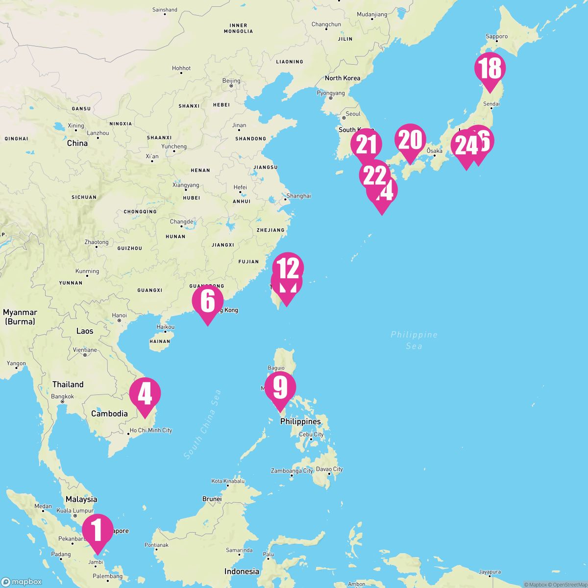24 Night Asia (Singapore To Tokyo)