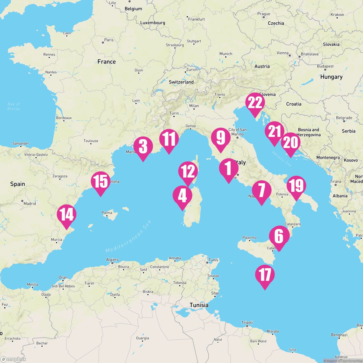 France, Italy and Adriatic