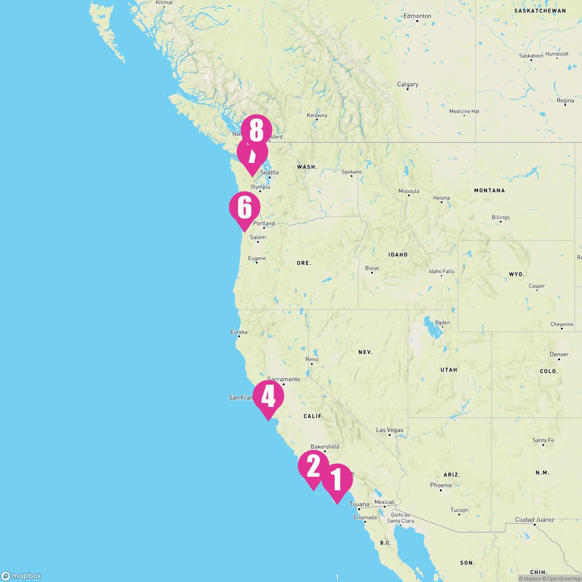 7 Night Pacific Wine Country (Los Angeles To Vancouver)
