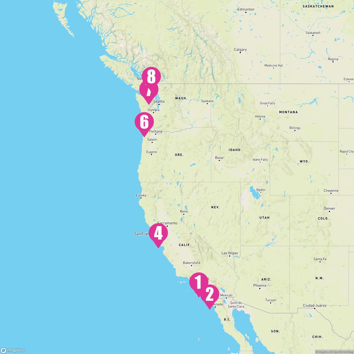 7 Night Pacific Wine Country (Los Angeles To Vancouver)