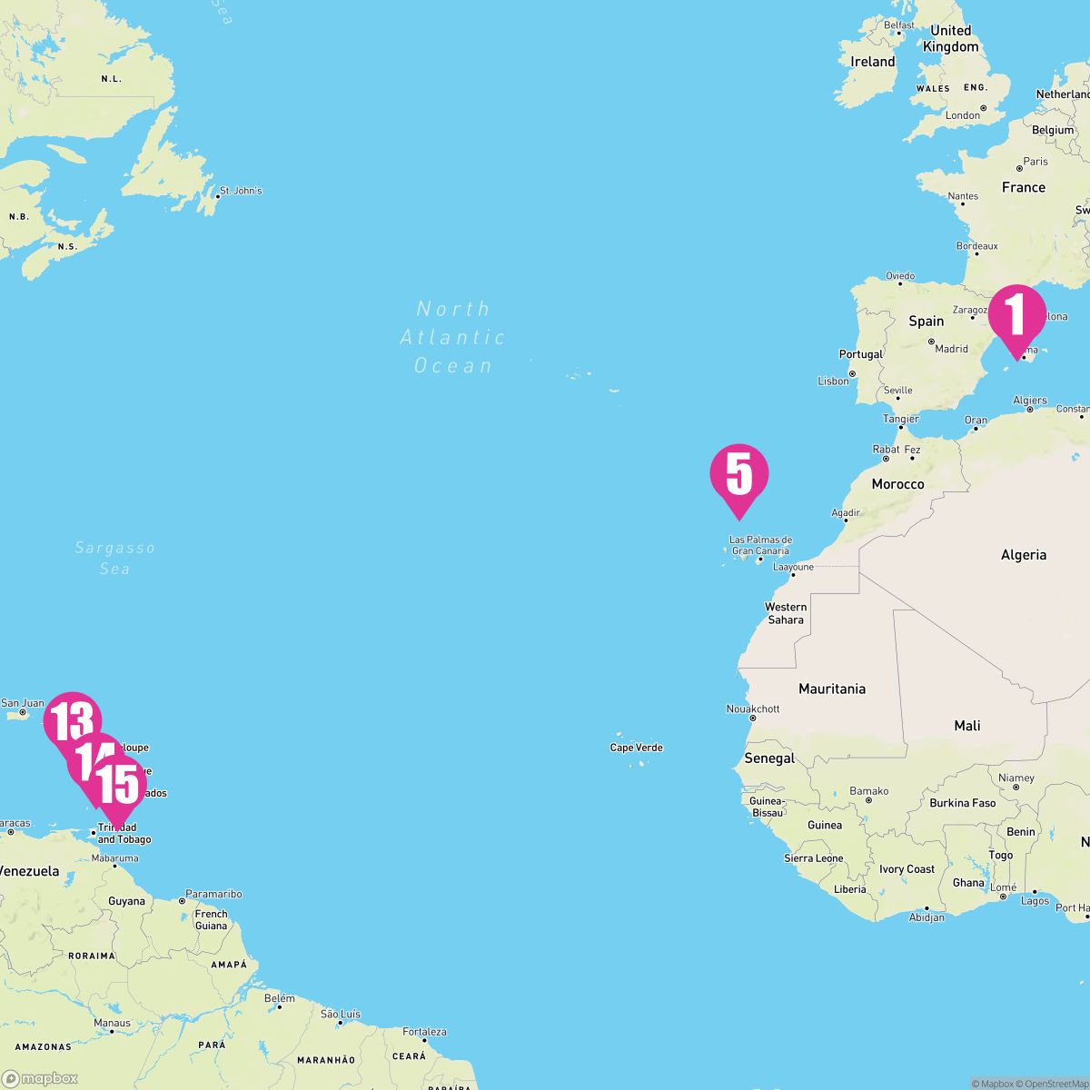 14 Night Crossing To The Caribbean (Barcelona To Bridgetown)
