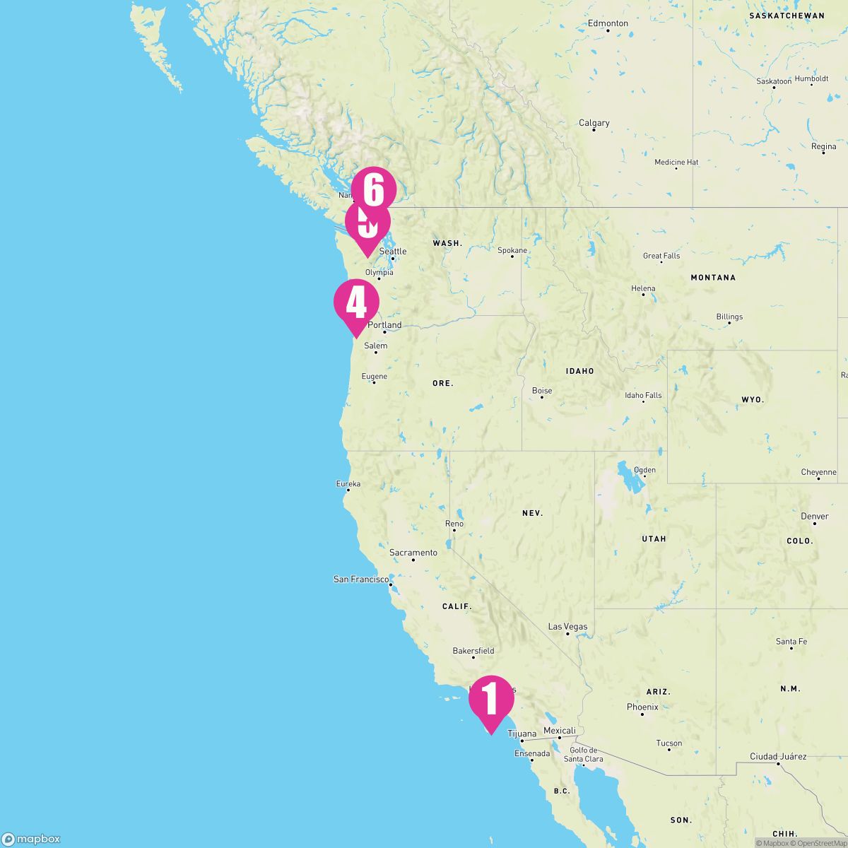 5 Night Pacific Coastal (Los Angeles To Vancouver)