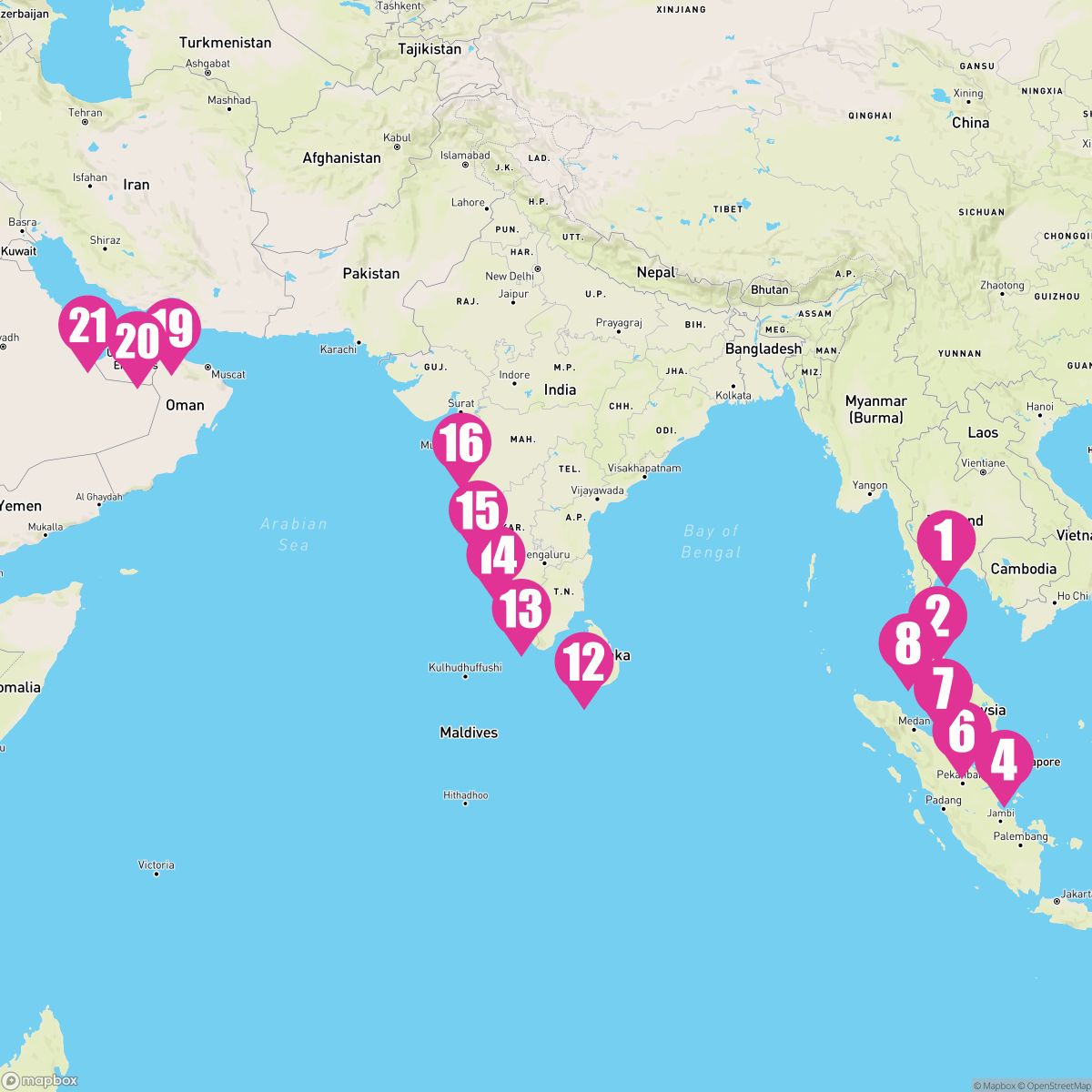20 Night Indian Ocean Enchantments (Bangkok To Doha)