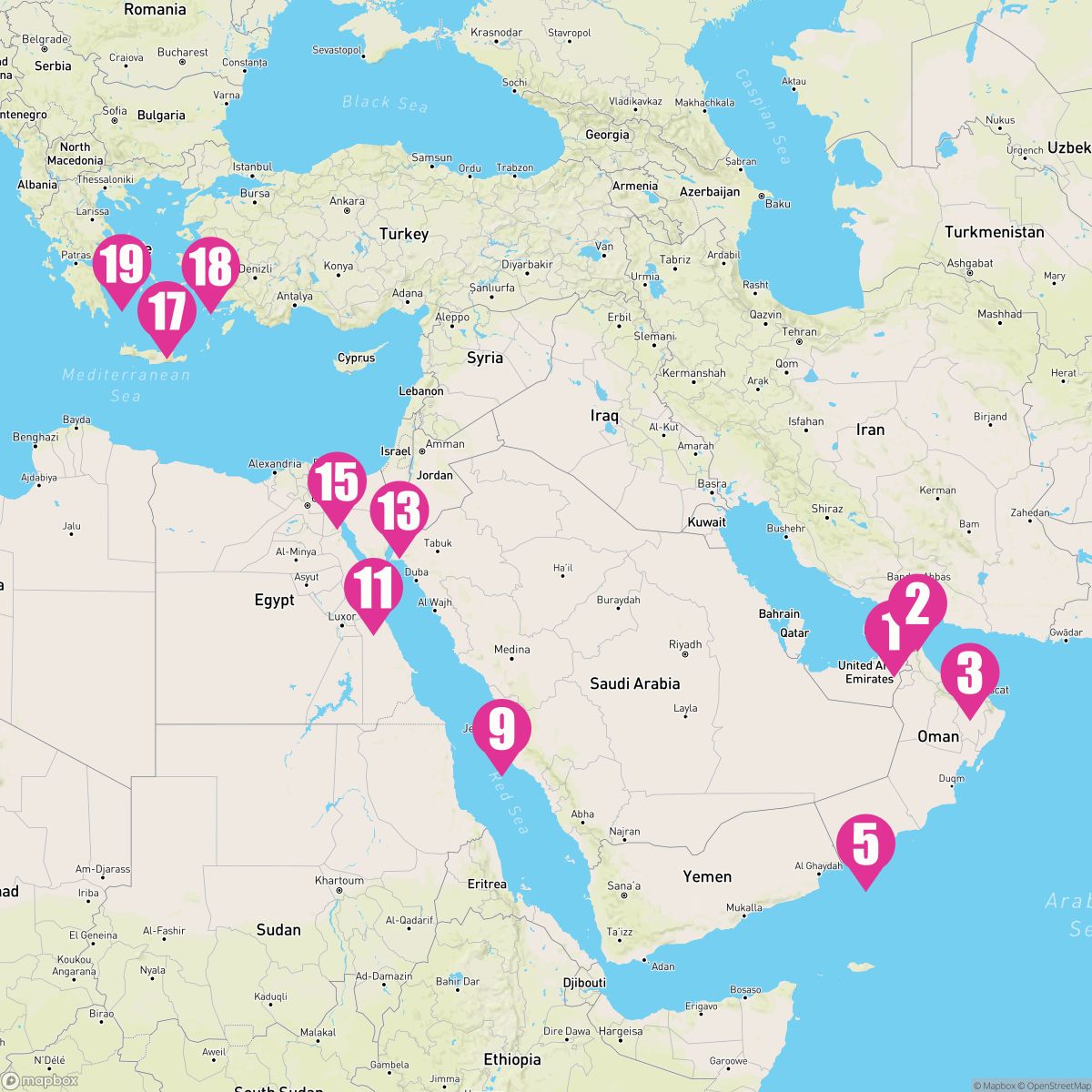 18 Night Salalah Safaga & The Suez (Dubai To Athens)