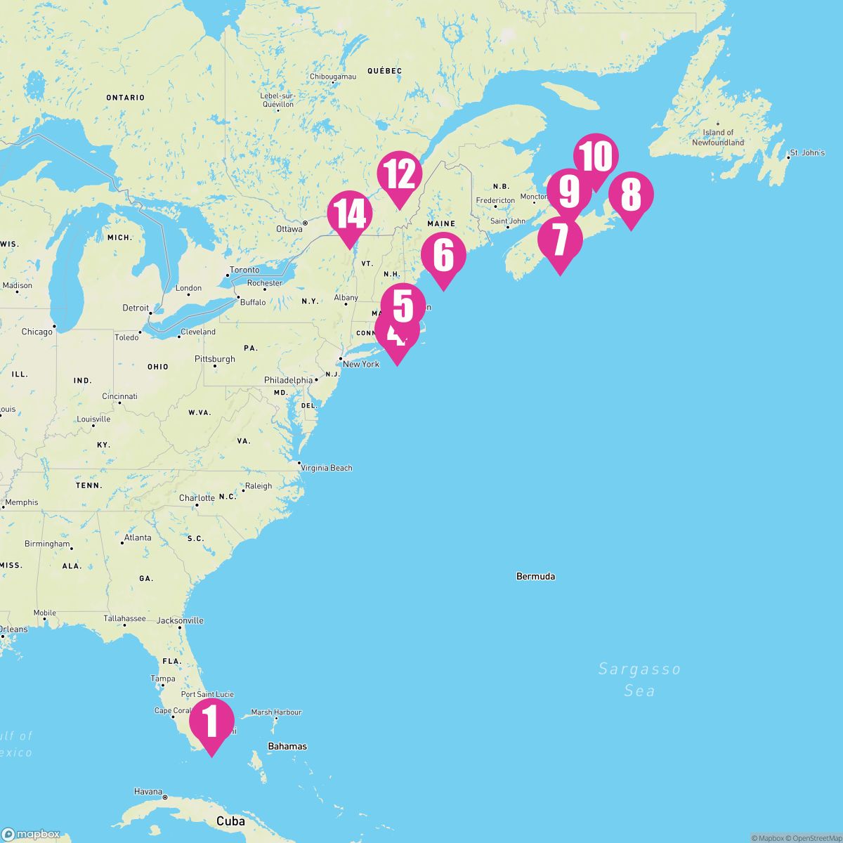 13 Night The Atlantic Coast (Ft. Lauderdale To Montreal)