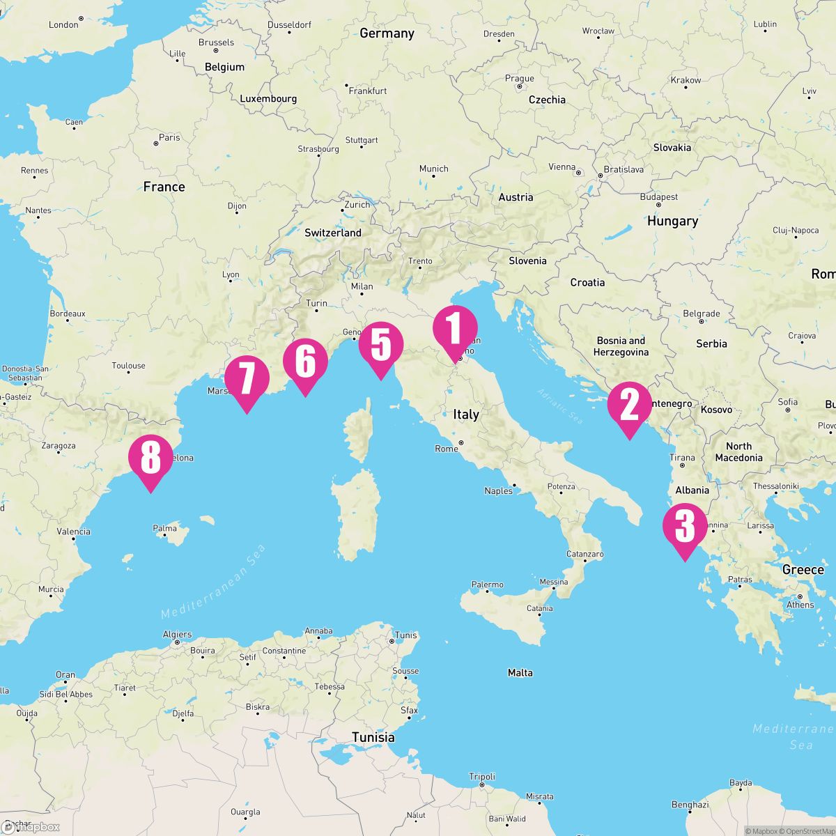 7 Night France Italy & Greece (Ravenna To Barcelona)
